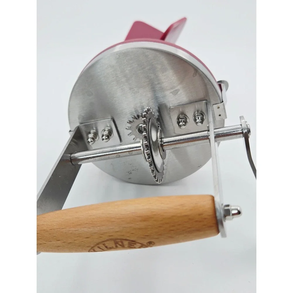 Kilner Hand Crank Butter Churner Attachment Stainless Steel Wooden Handle Red